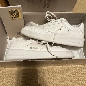 Golden Goose pure star white all leather tennis shoes size 9